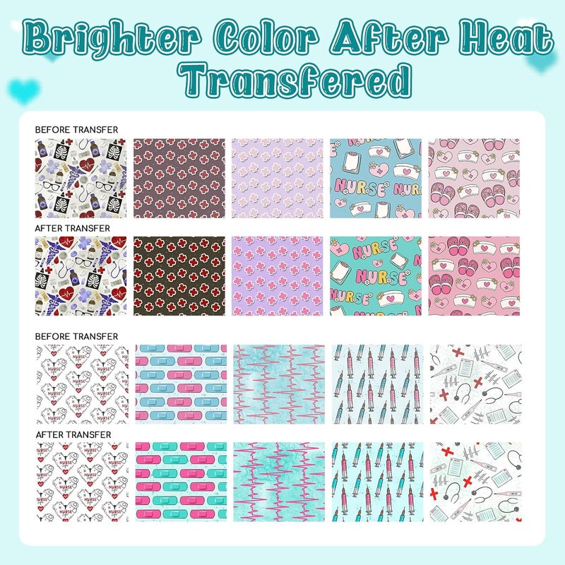 HTVSTD Nurse Sublimation Ink Transfer Sheets 10 Sheets 12'' x 10'' Nurse Life,Retro Healthcare, Medical Sublimation Paper Medicine Hospital Transfer Sheets for Mugs Tumblers DIY Transfer Paper - Image 3